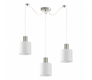 SE21-NM-4-NM3-SH1 ADEPT TUBE Nickel Matt Pendant White Fabric Shade+