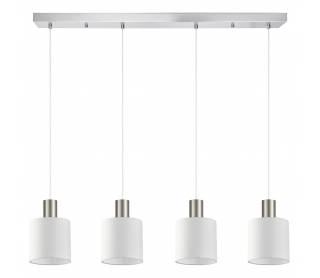 SE21-NM-4-4NM-SH1 ADEPT TUBE Nickel Matt Pendant White Fabric Shade+