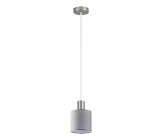 SE21-NM-4-SH2 ADEPT TUBE Nickel Matt Pendant Grey Fabric Shade+