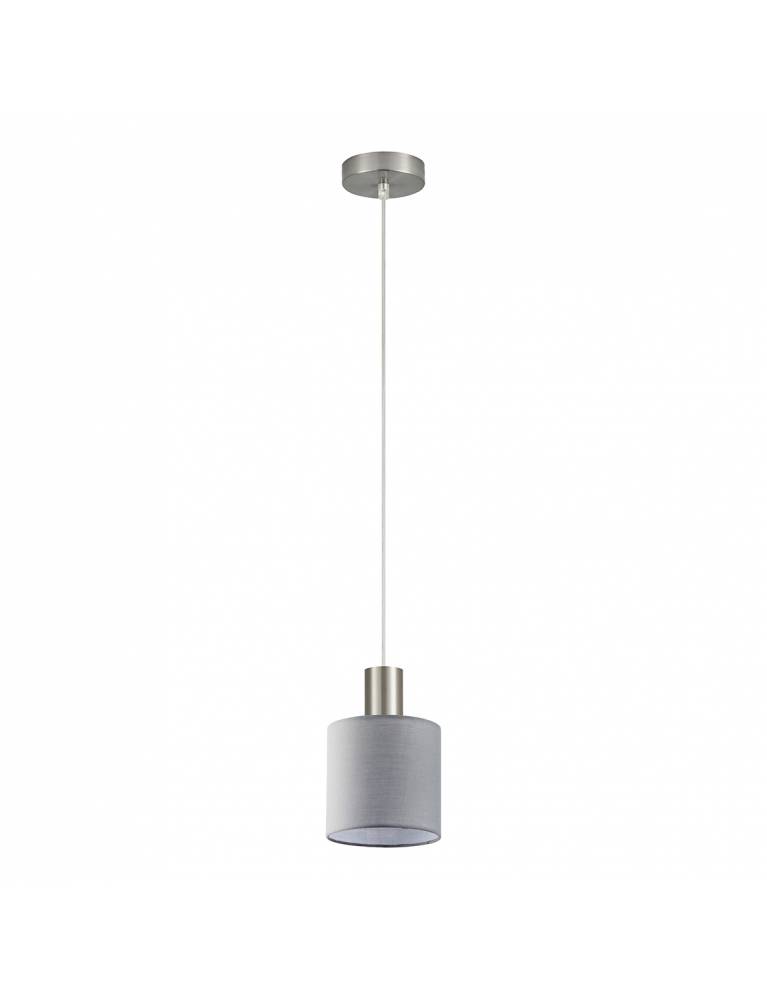 SE21-NM-4-SH2 ADEPT TUBE Nickel Matt Pendant Grey Fabric Shade+