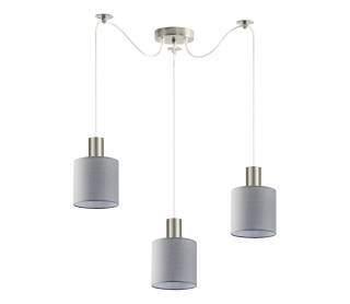 SE21-NM-4-NM3-SH2 ADEPT TUBE Nickel Matt Pendant Grey Fabric Shade+