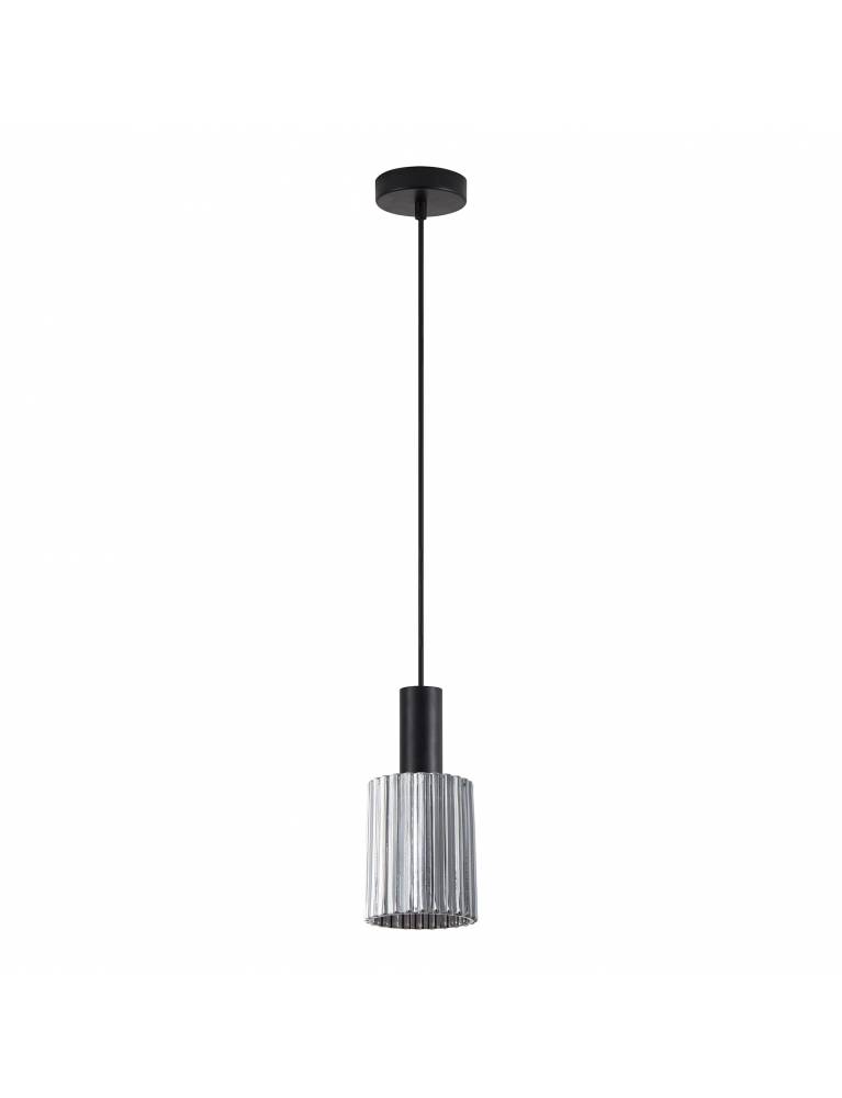 SE21-BL-4-GL1 ADEPT TUBE Black Pendant Smoked Glass+