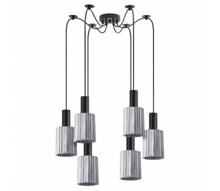 SE21-BL-4-BL6-GL1 ADEPT TUBE Black Pendant Smoked Glass+