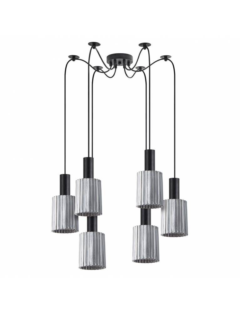 SE21-BL-4-BL6-GL1 ADEPT TUBE Black Pendant Smoked Glass+