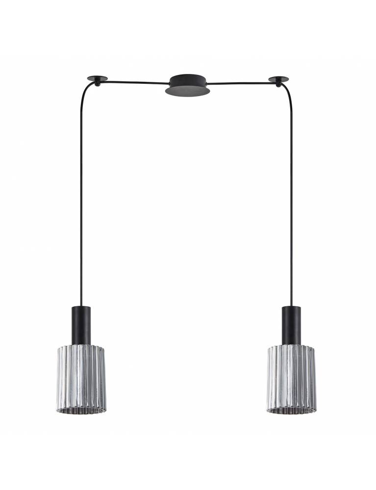 SE21-BL-4-BL2-GL1 ADEPT TUBE Black Pendant Smoked Glass+