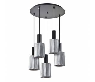 SE21-BL-4-5BL-GL1 ADEPT TUBE Black Pendant Smoked Glass+