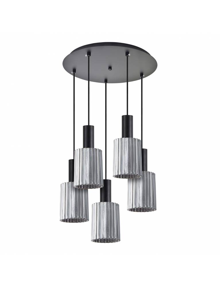 SE21-BL-4-5BL-GL1 ADEPT TUBE Black Pendant Smoked Glass+