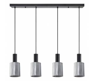 SE21-BL-4-4BL-GL1 ADEPT TUBE Black Pendant Smoked Glass+