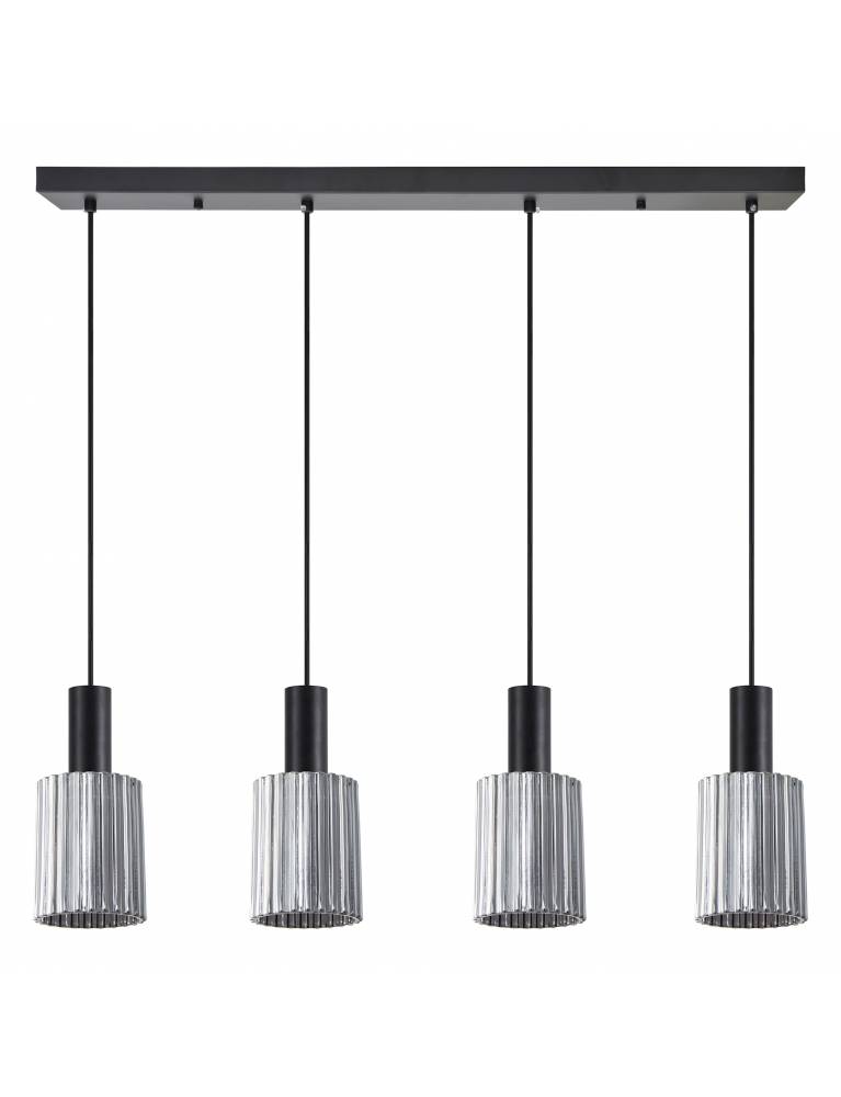 SE21-BL-4-4BL-GL1 ADEPT TUBE Black Pendant Smoked Glass+