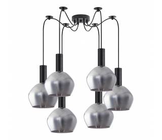 SE21-BL-4-BL6-GL2 ADEPT TUBE Black Pendant Smoked Glass+