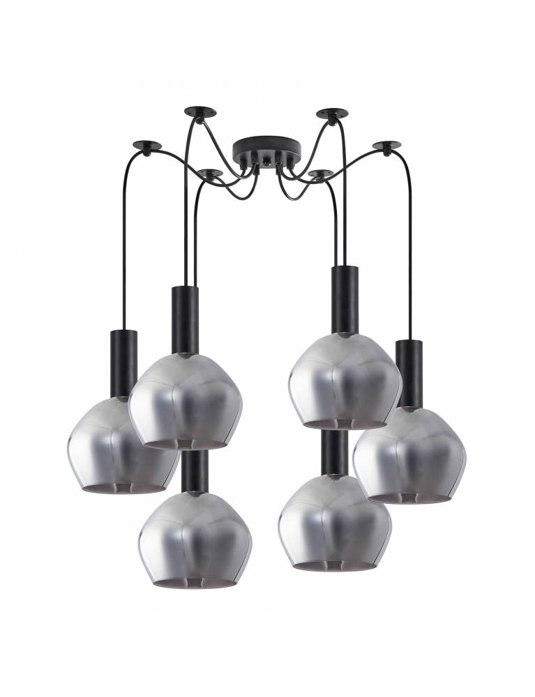 SE21-BL-4-BL6-GL2 ADEPT TUBE Black Pendant Smoked Glass+