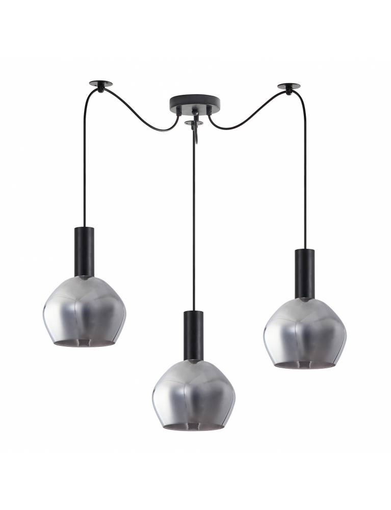 SE21-BL-4-BL3-GL2 ADEPT TUBE Black Pendant Smoked Glass+