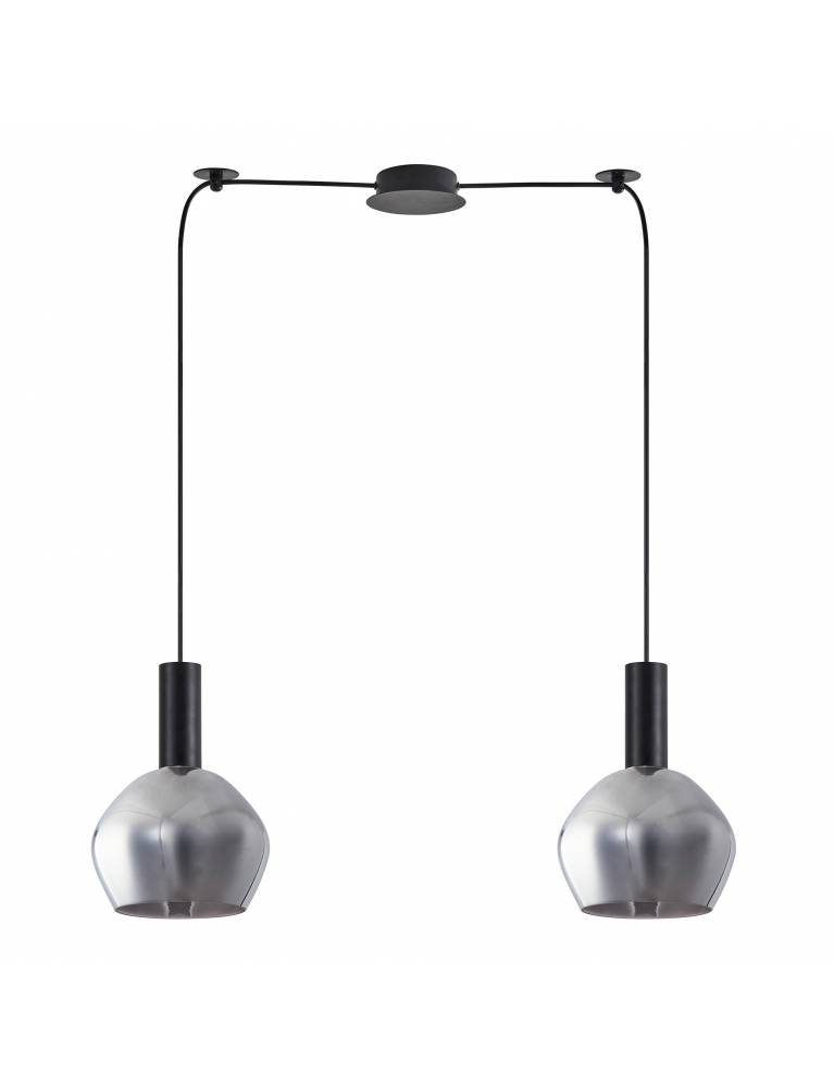 SE21-BL-4-BL2-GL2 ADEPT TUBE Black Pendant Smoked Glass+