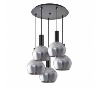 SE21-BL-4-5BL-GL2 ADEPT TUBE Black Pendant Smoked Glass+