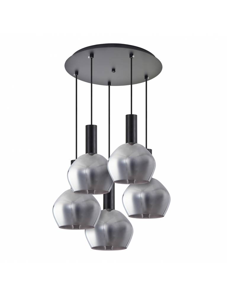 SE21-BL-4-5BL-GL2 ADEPT TUBE Black Pendant Smoked Glass+