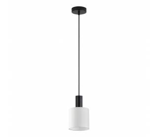 SE21-BL-4-SH1 ADEPT TUBE Black Pendant White Fabric Shade+