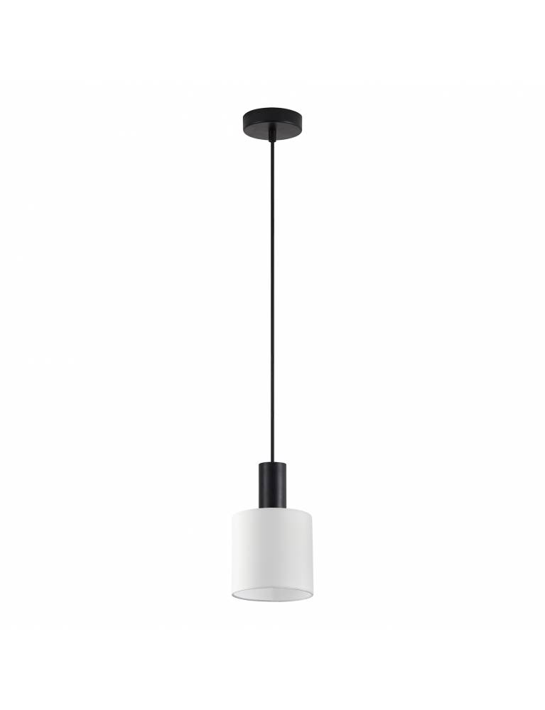 SE21-BL-4-SH1 ADEPT TUBE Black Pendant White Fabric Shade+