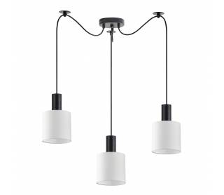 SE21-BL-4-BL3-SH1 ADEPT TUBE Black Pendant White Fabric Shade+