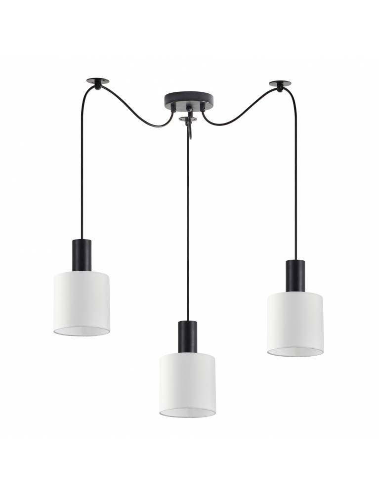 SE21-BL-4-BL3-SH1 ADEPT TUBE Black Pendant White Fabric Shade+