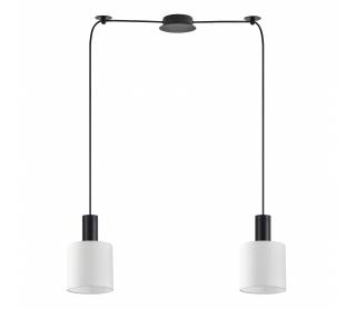 SE21-BL-4-BL2-SH1 ADEPT TUBE Black Pendant White Fabric Shade+