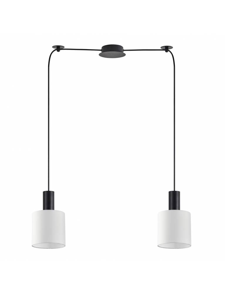 SE21-BL-4-BL2-SH1 ADEPT TUBE Black Pendant White Fabric Shade+