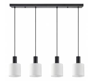 SE21-BL-4-4BL-SH1 ADEPT TUBE Black Pendant White Fabric Shade+