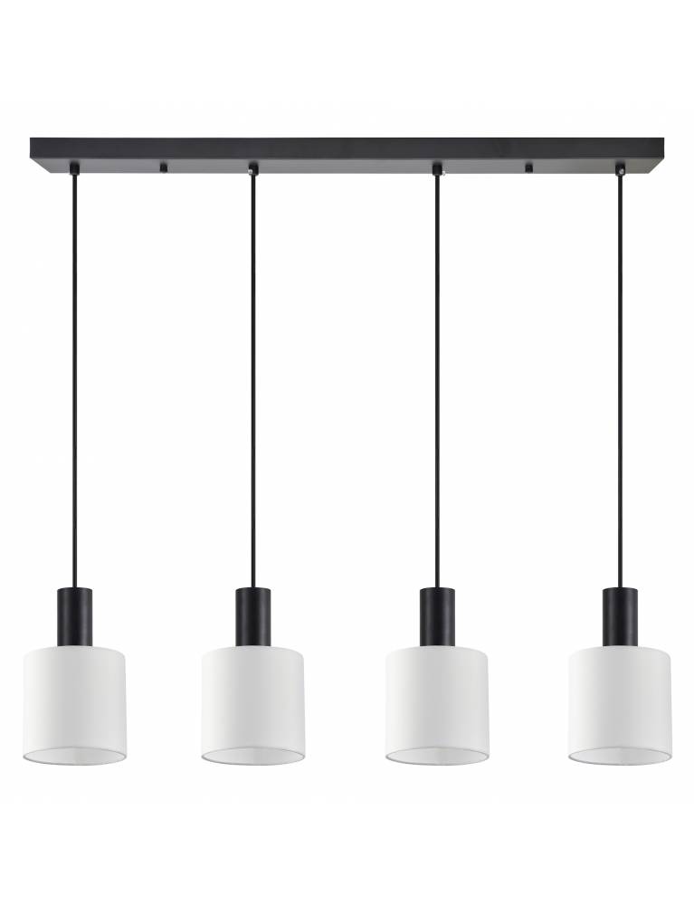 SE21-BL-4-4BL-SH1 ADEPT TUBE Black Pendant White Fabric Shade+