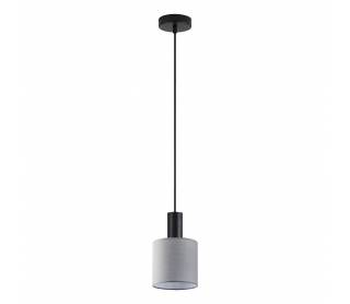 SE21-BL-4-SH2 ADEPT TUBE Black Pendant Grey Fabric Shade+