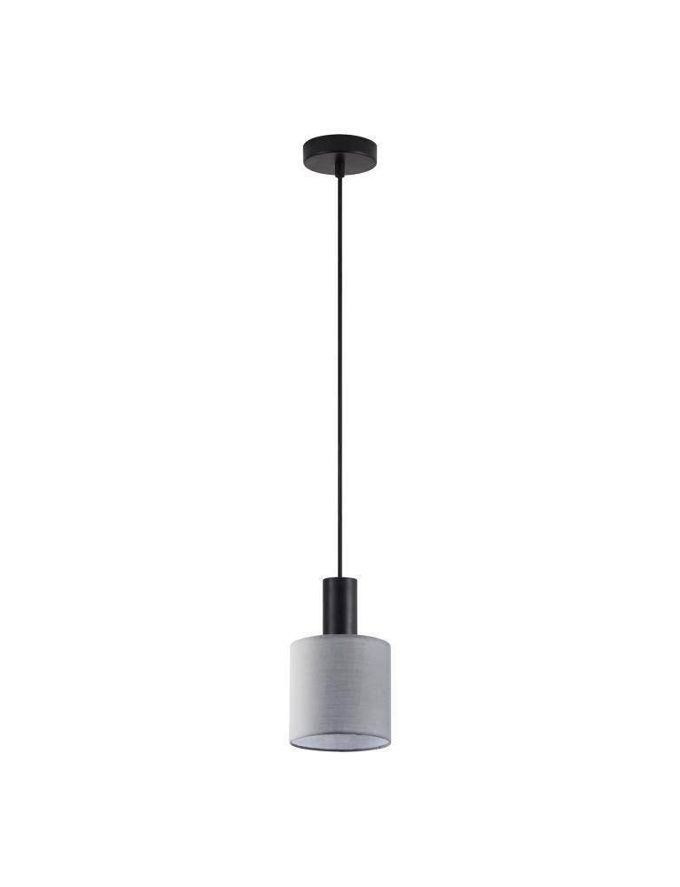 SE21-BL-4-SH2 ADEPT TUBE Black Pendant Grey Fabric Shade+