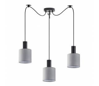 SE21-BL-4-BL3-SH2 ADEPT TUBE Black Pendant Grey Fabric Shade+