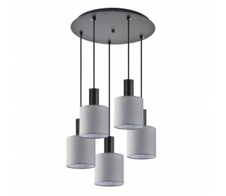 SE21-BL-4-5BL-SH2 ADEPT TUBE Black Pendant Grey Fabric Shade+