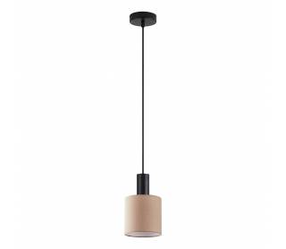 SE21-BL-4-SH3 ADEPT TUBE Black Pendant Brown Fabric Shade+