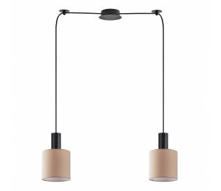 SE21-BL-4-BL2-SH3 ADEPT TUBE Black Pendant Brown Fabric Shade+