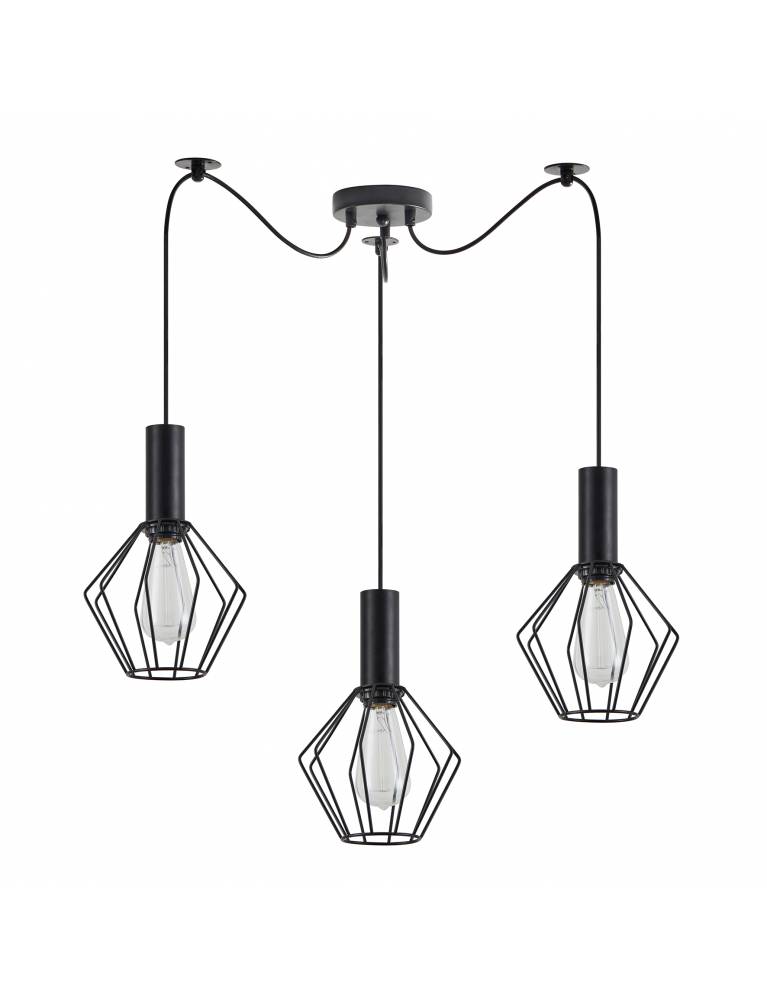 SE21-BL-4-BL3-GR1 ADEPT TUBE Black Pendant Black Metal Grid+