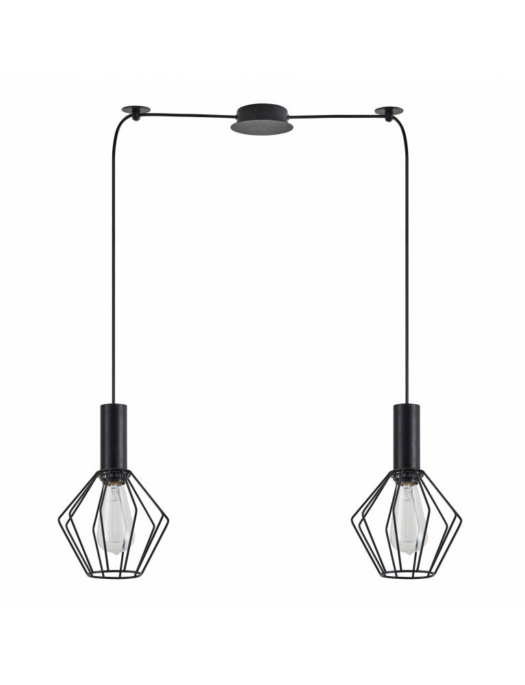 SE21-BL-4-BL2-GR1 ADEPT TUBE Black Pendant Black Metal Grid+