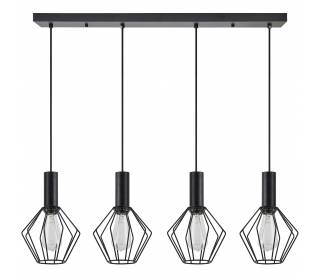 SE21-BL-4-4BL-GR1 ADEPT TUBE Black Pendant Black Metal Grid+