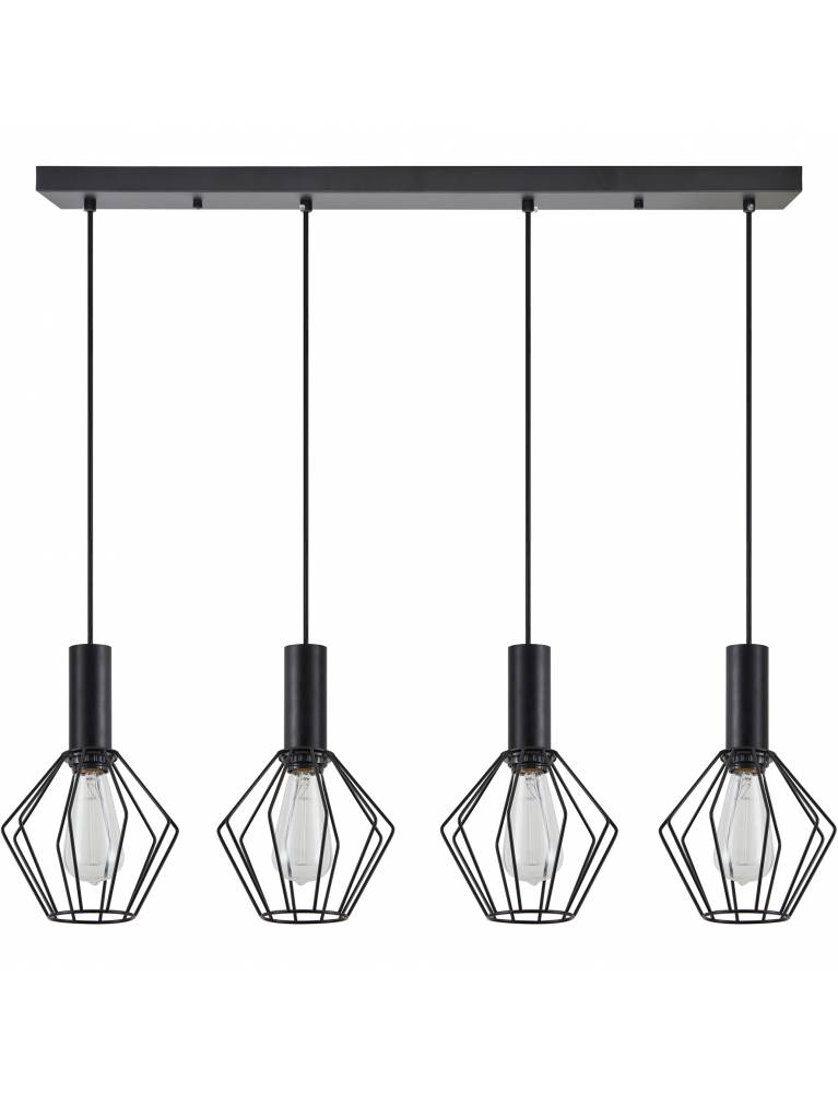 SE21-BL-4-4BL-GR1 ADEPT TUBE Black Pendant Black Metal Grid+