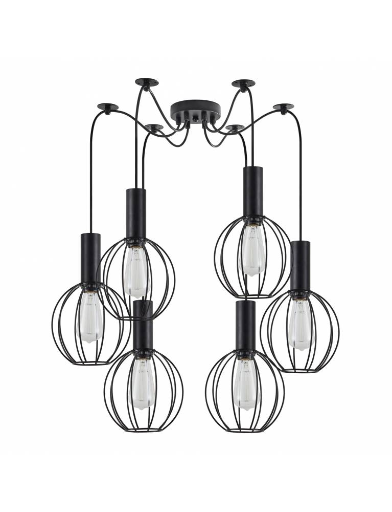 SE21-BL-4-BL6-GR2 ADEPT TUBE Black Pendant Black Metal Grid+