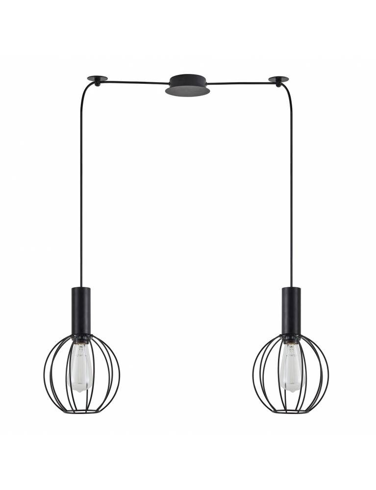 SE21-BL-4-BL2-GR2 ADEPT TUBE Black Pendant Black Metal Grid+