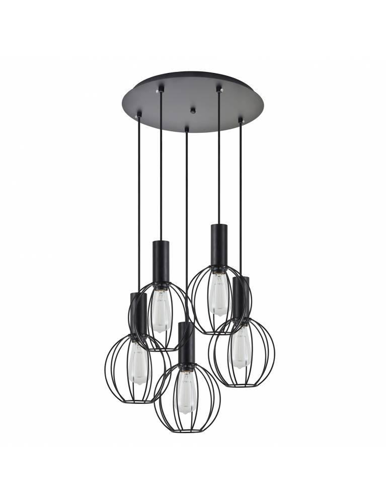 SE21-BL-4-5BL-GR2 ADEPT TUBE Black Pendant Black Metal Grid+