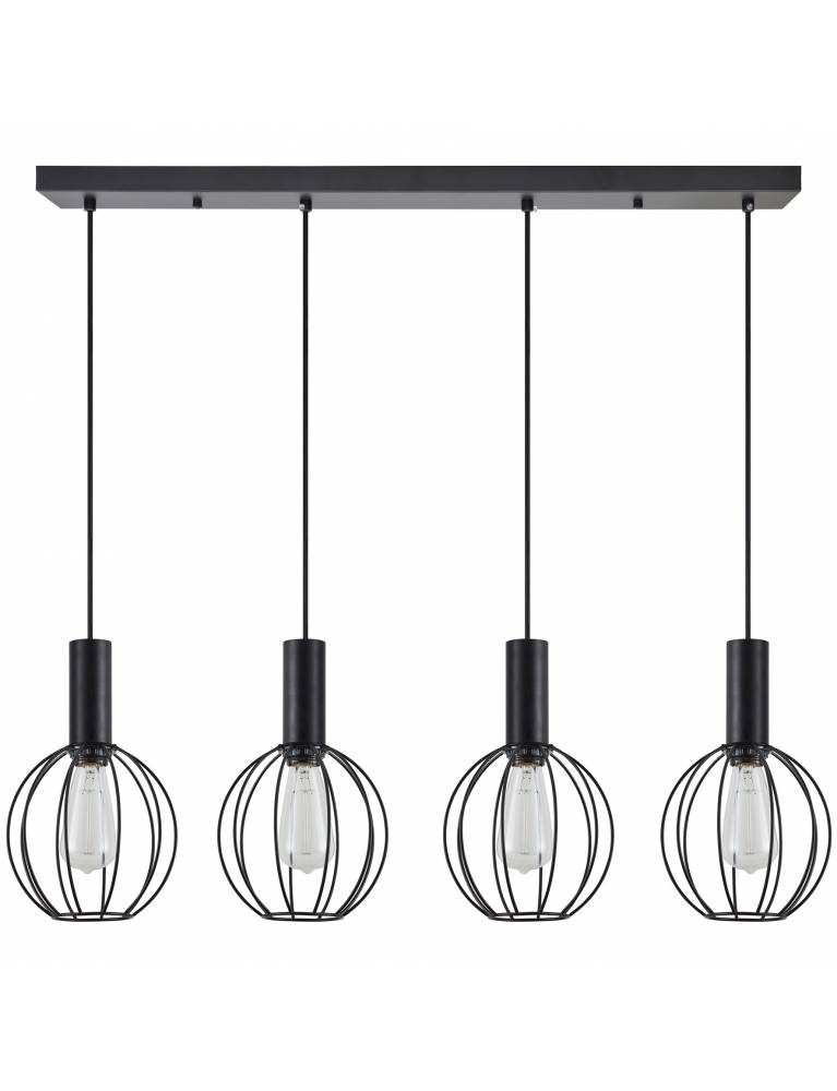 SE21-BL-4-4BL-GR2 ADEPT TUBE Black Pendant Black Metal Grid+