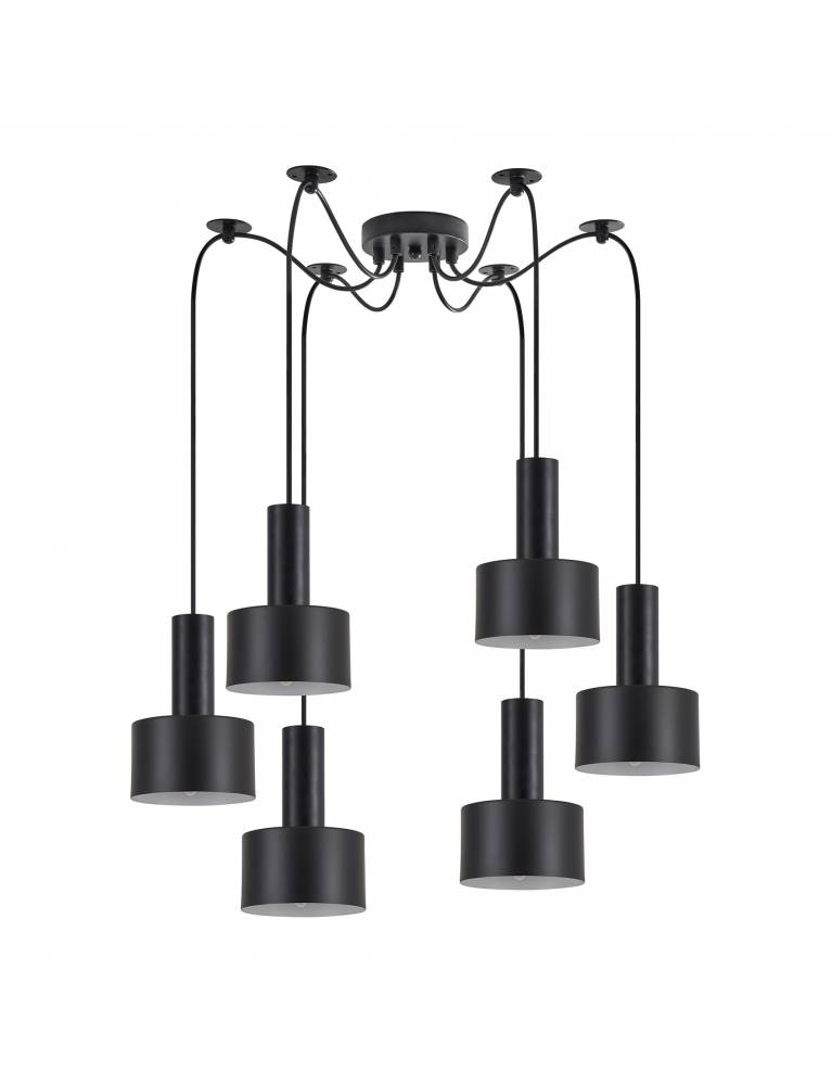 SE21-BL-4-BL6-MS1 ADEPT TUBE Black Pendant Black Metal Shade+