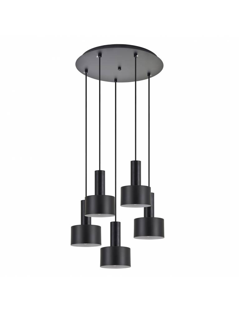 SE21-BL-4-5BL-MS1 ADEPT TUBE Black Pendant Black Metal Shade+