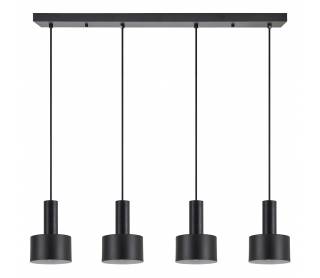 SE21-BL-4-4BL-MS1 ADEPT TUBE Black Pendant Black Metal Shade+