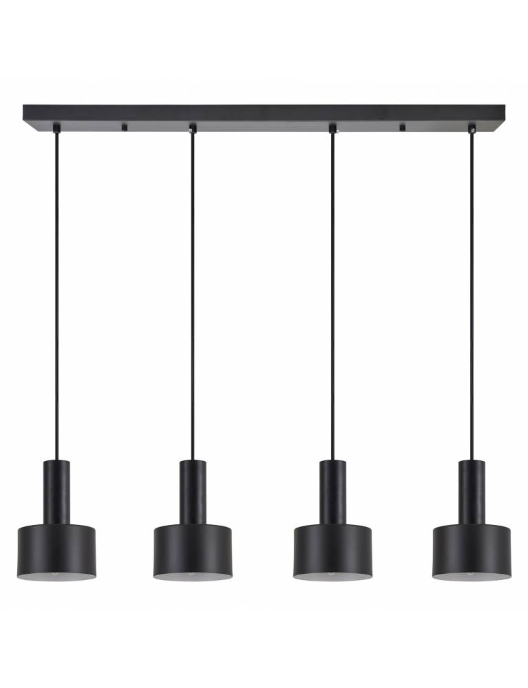 SE21-BL-4-4BL-MS1 ADEPT TUBE Black Pendant Black Metal Shade+