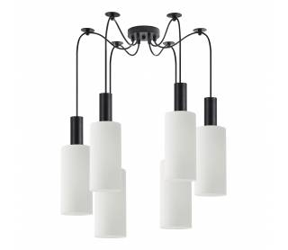 SE21-BL-4-BL6-GL3 ADEPT TUBE Black Pendant White Glass+