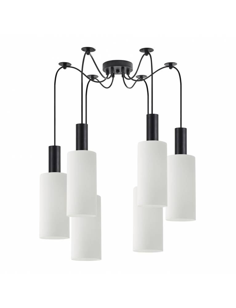 SE21-BL-4-BL6-GL3 ADEPT TUBE Black Pendant White Glass+