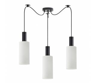 SE21-BL-4-BL3-GL3 ADEPT TUBE Black Pendant White Glass+