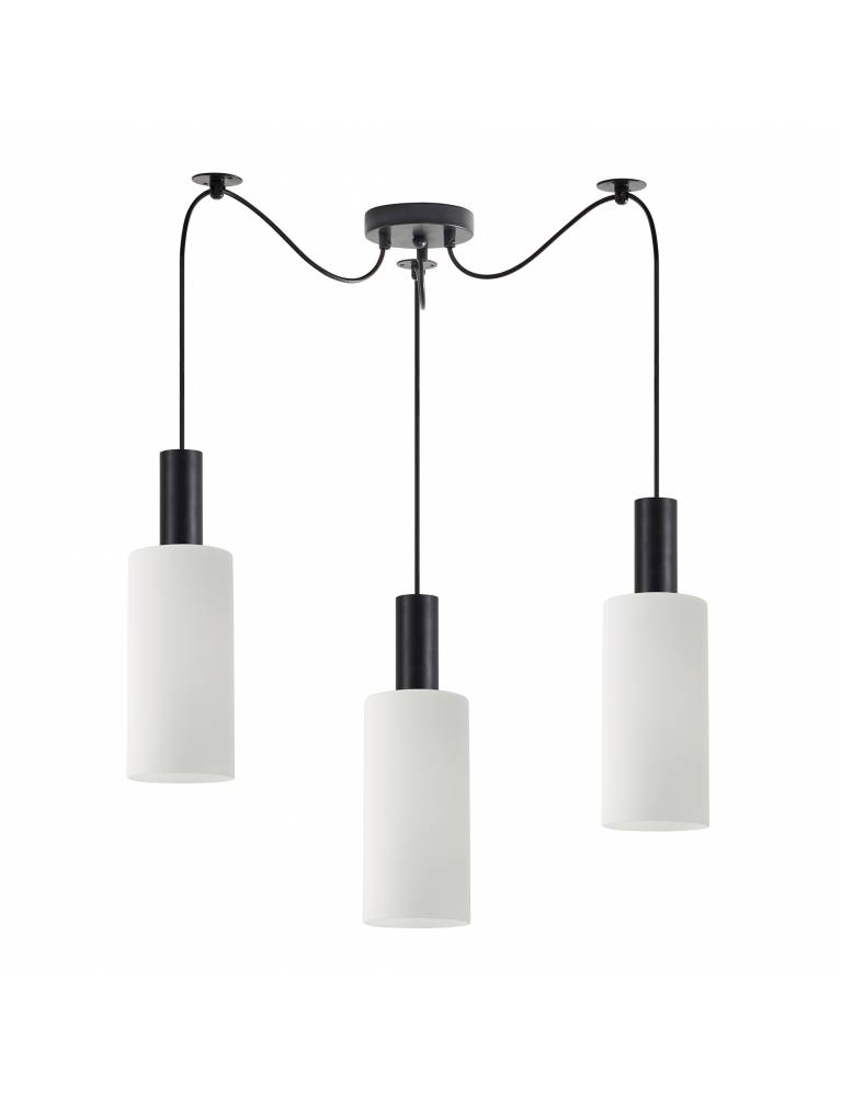 SE21-BL-4-BL3-GL3 ADEPT TUBE Black Pendant White Glass+