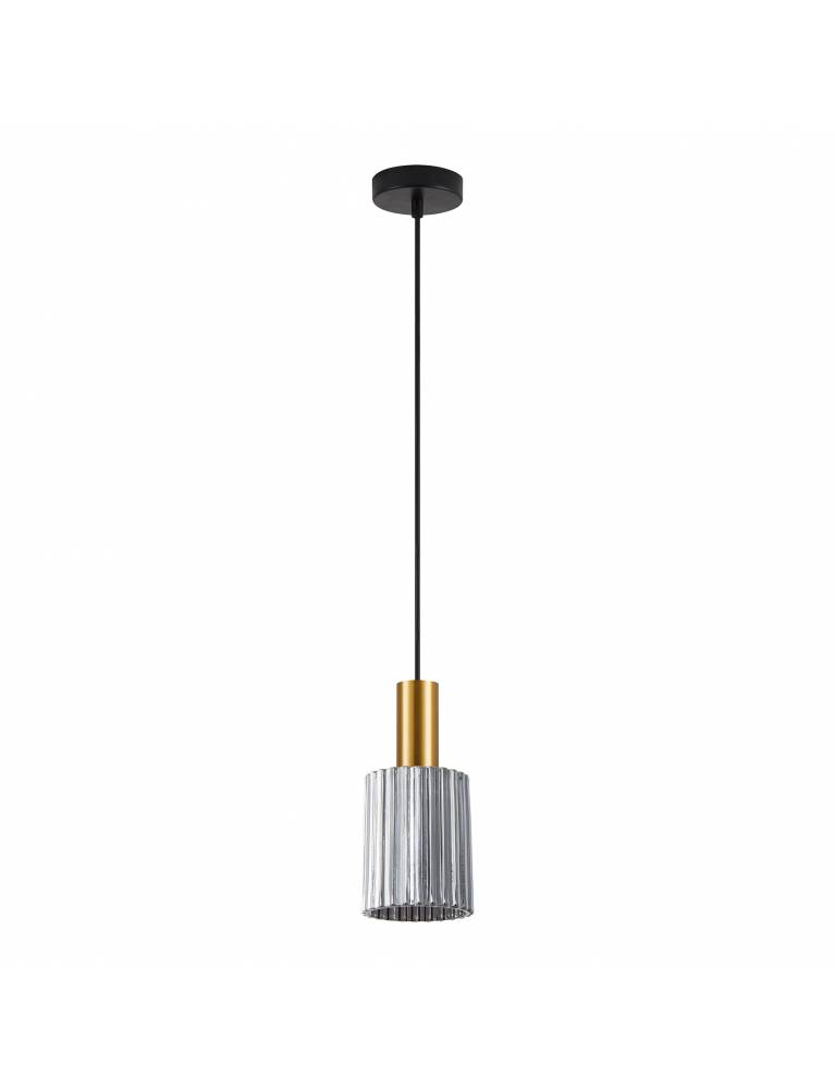 SE21-GM-4-GL1 ADEPT TUBE Gold Matt Pendant Smoked Glass+